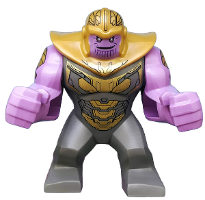 Thanos - Large Figure, Medium Lavender Arms Printed, Dark Bluish Gray Outfit with Gold Armor, Pearl Gold Helmet product