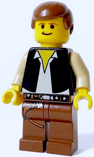 Han Solo - Yellow Head, Black Vest over Tan Shirt, Brown Legs with Belts (sw0045) product image 1, provided for visual