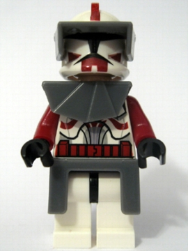 Clone Trooper Commander Fox, Coruscant Guard (Phase 1) - Dark Bluish Gray Visor, Pauldron, and Kama, Large Eyes, with Solid