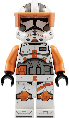 Clone Trooper Commander Cody, 212th Attack Battalion (Phase 2) - Orange Visor, Nougat Head, Helmet with Holes, Printed Legs