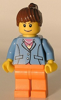 Medium Blue Jacket, Orange Legs, Reddish Brown Ponytail Hair (twn029) product image 1, provided for visual reference and